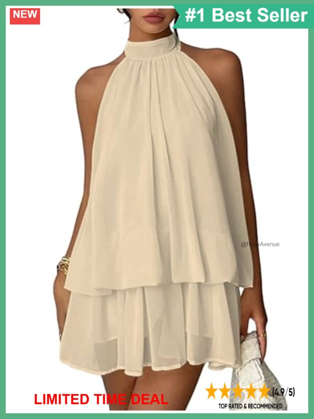 Halter Backless Mini Dress A-Line Sleeveless Summer Party Club